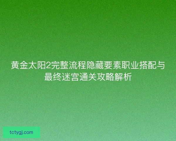 黄金太阳2完整流程隐藏要素职业搭配与最终迷宫通关攻略解析